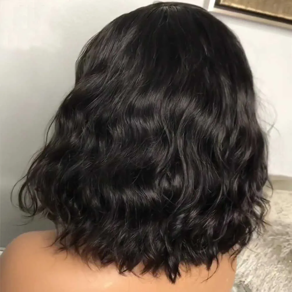 Nxy Body Wave Lace Front Pruiken Korte Bob Pruiken Synthetische Kant Frontale Pruiken Water Wave Natuurlijke Haarlijn Pruiken voor Vrouwen Hittebestendig 230524