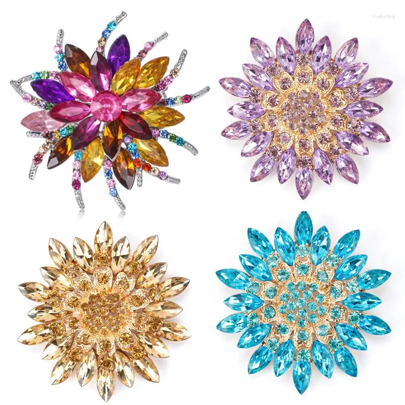 Broches WEIMANJINGDIAN Merk Diverse Kleuren Koffie Paars Rood Zwart Of Clear Crystal Elegante Bloem Sieraden Broche Corsage