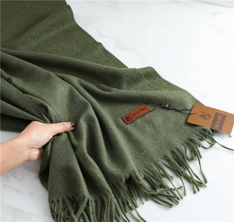 Sarongs 32 Color Solid Thick Cashmere Scarf for Women Large 190 68cm Pashmina Winter Warm Shawl Wraps Bufanda Female with Tassel Scarves 230629