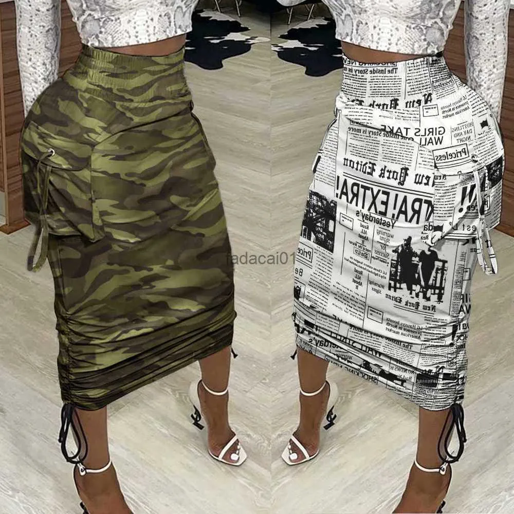 High Waist Drawstring Ruched Midi High Waisted Midi Skirt With