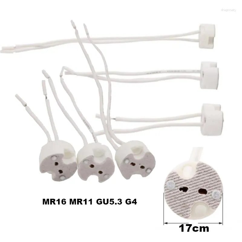 Lamphållare MR16 MR11 GU5.3 G4 Halogen LED -glödlampor Holder Basuttag Keramisk adaptertrådkontakt