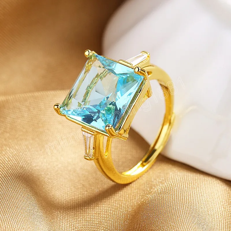 Anello vintage verde scuro da donna, gioielli da sposa, anello in pietra blu placcato oro rosa, anelli Bijoux
