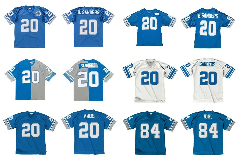 Stitched Football Jersey 20 Barry Sanders 84 Herman Moore 1996 White Mitchell Ness Retro Rugby Jerseys Men Women Youth S-6XL