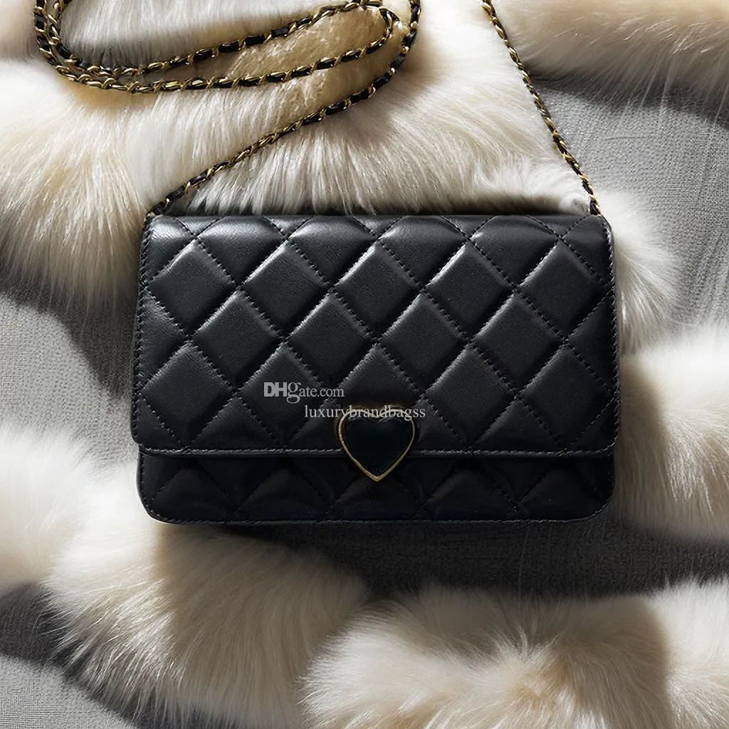 Lambskin Chain Bag Designer Wallet On Chain Crossbody Diamond Lattice Flap Bag Black White Leather
