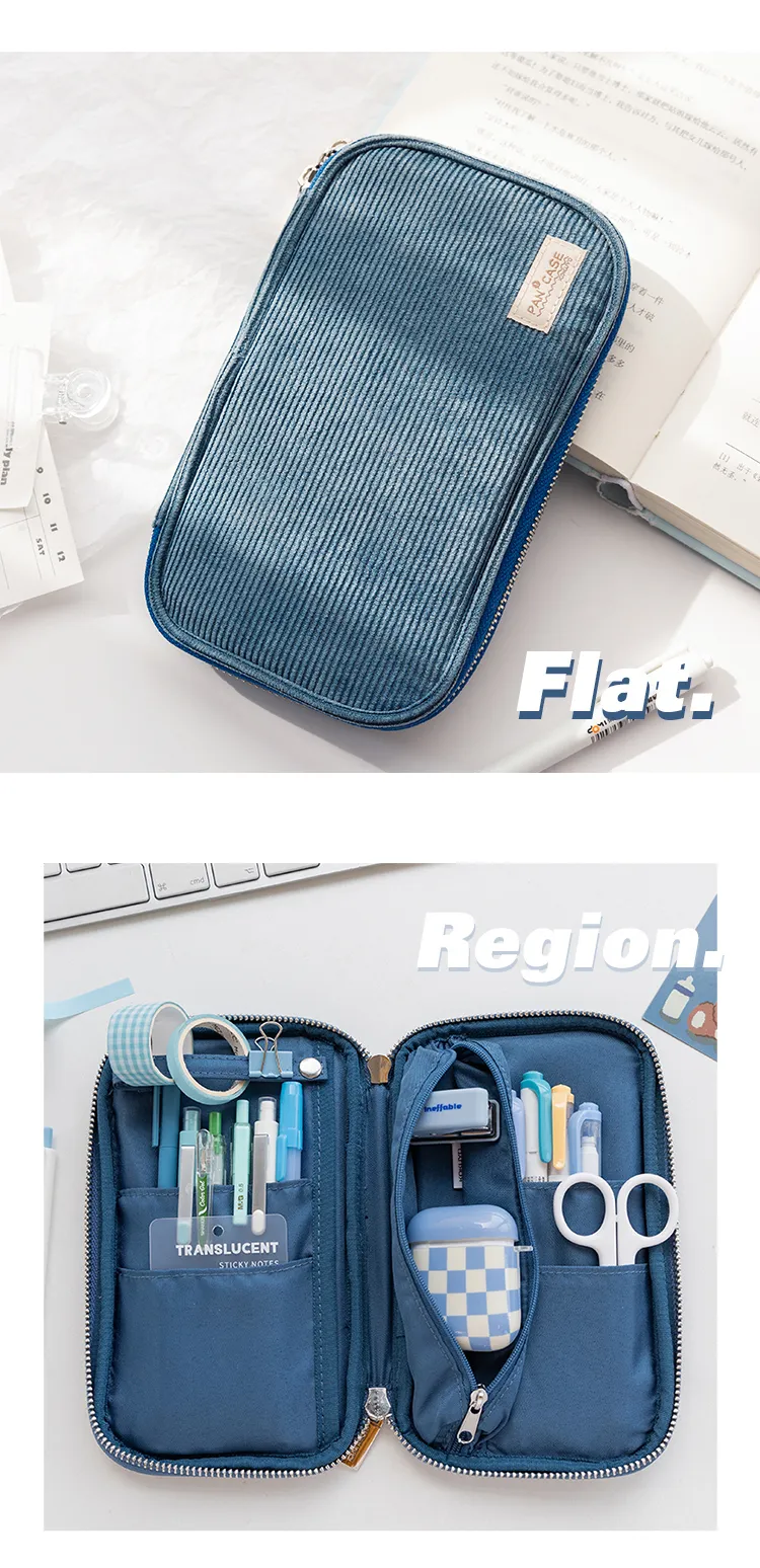 国内外の人気集結！ Lilac Corduroy Kokuyo Wholesale Pencil Multi Open Flat Case コーヒー