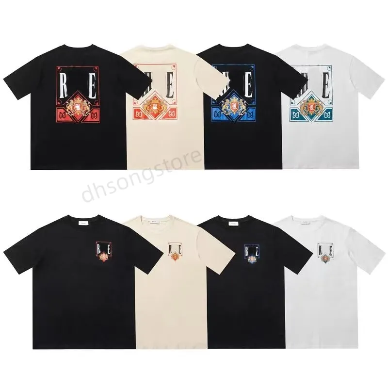 Rhudes Mens Tshirts Teeデザイナーカジュアルファッションサマーショートスリーブアメリカ人女性ラウンドネックTシャツ高級トップスサイズS-XLビーチスタイルマンレタープリント服