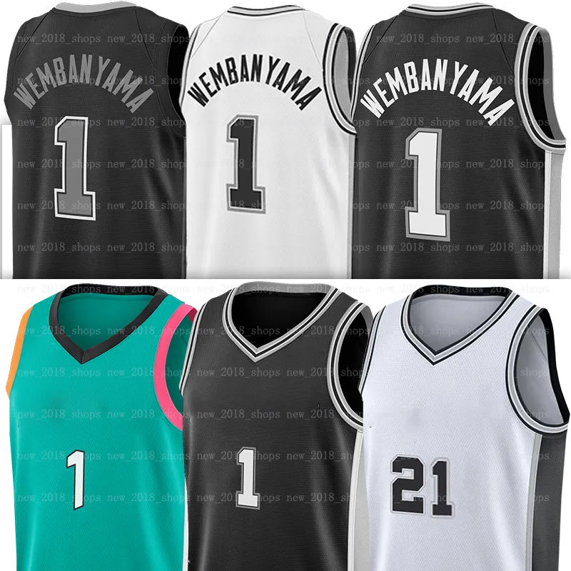 Victor Spurss 1 Wembanyama 21 Maillots de basket-ball Tim 2023 Hommes City Jersey SanAntonioes Keldon 3 Johnson