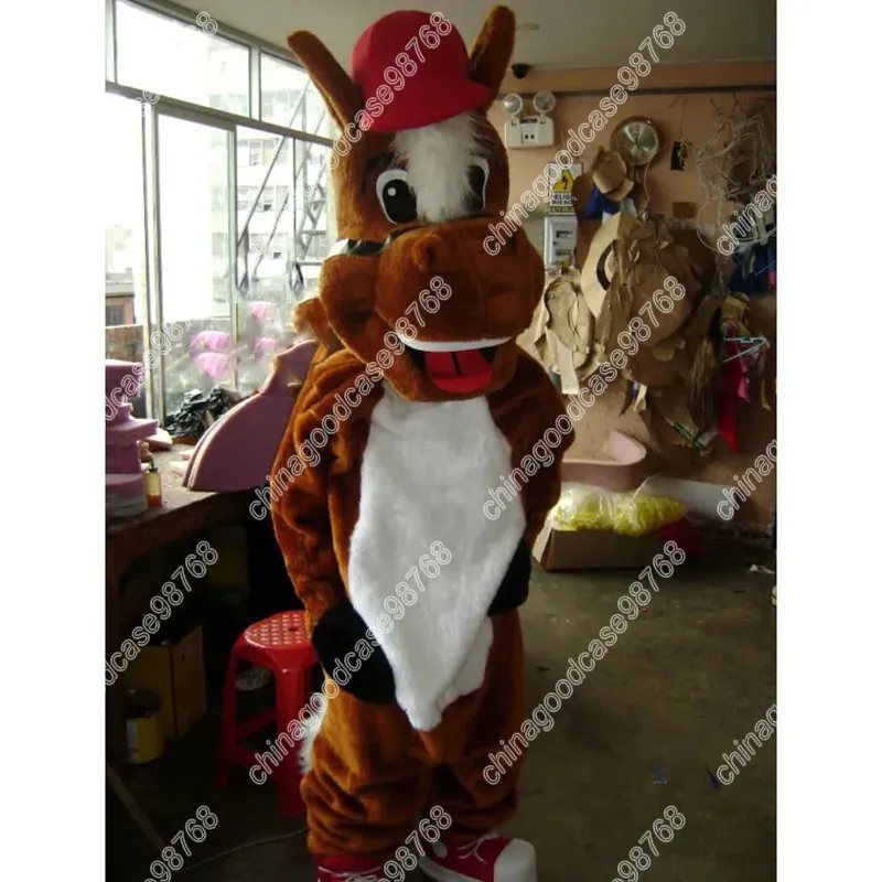 Nieuwe Volwassen Karakter paard Mascotte Kostuum Halloween Kerst Jurk Full Body Props Outfit Mascotte Kostuum