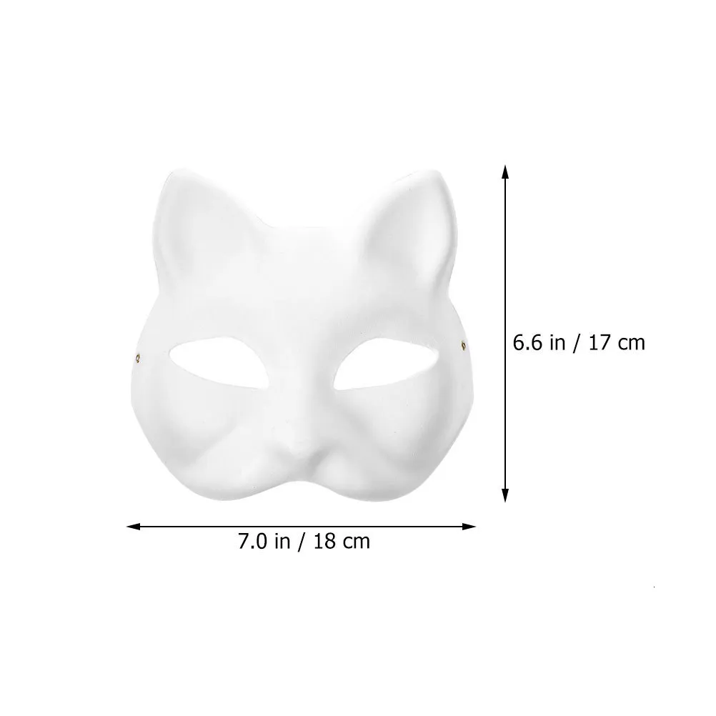 White Paper Half Animal Cat Halloween Mask Set For Men Cartoon Face Drawing  Adult Masquerade Favors From Xing10, $7.25