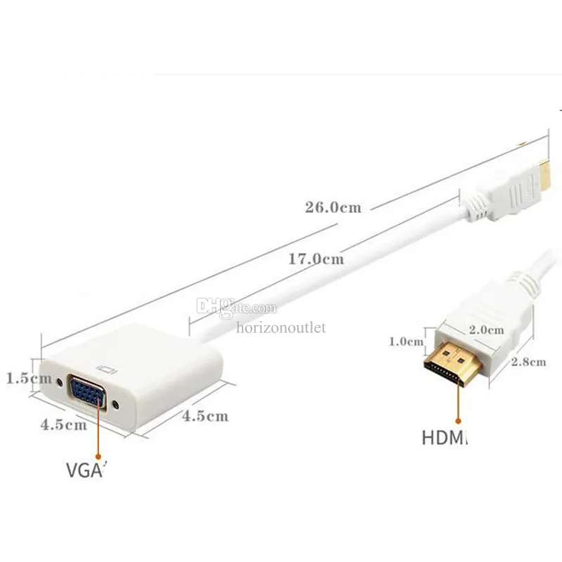 VGA to HDMI Converter Adapter with 3.5mm Audio USB Power 1080P VGA