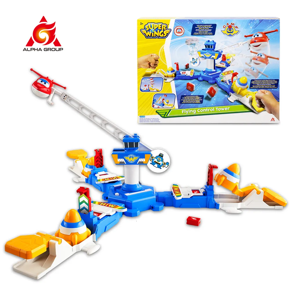 Action Toy Figures Super Wings Flying Control Tower Table Flying Jett Family Games Children's Toys For 4 Players For Kid Födelsedagspresenter 230628
