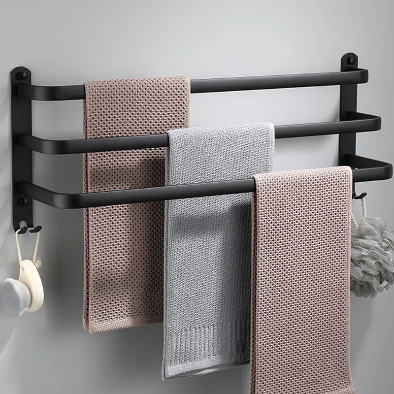 Aluminum Self Adhesive Towel Tower Rack Set No Drilling Space