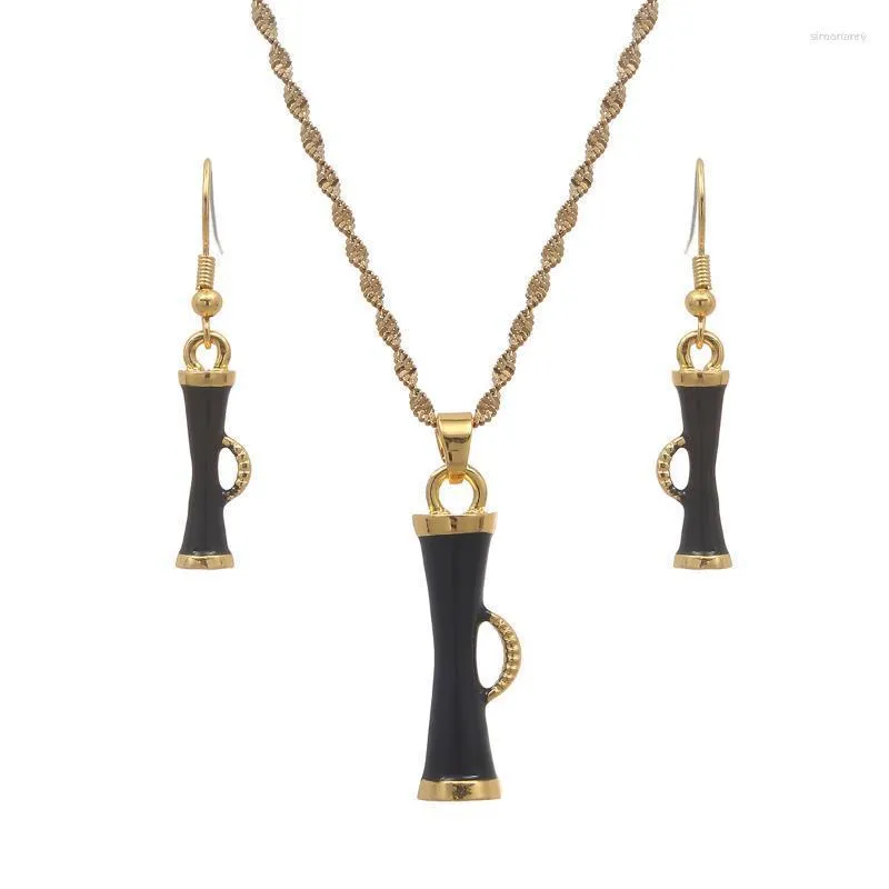 Collier Boucles d'oreilles Set Party Trendy for Bride Femmes Gold Couleur émail Émail Africain Pendants Colliers Bijoux Stre22