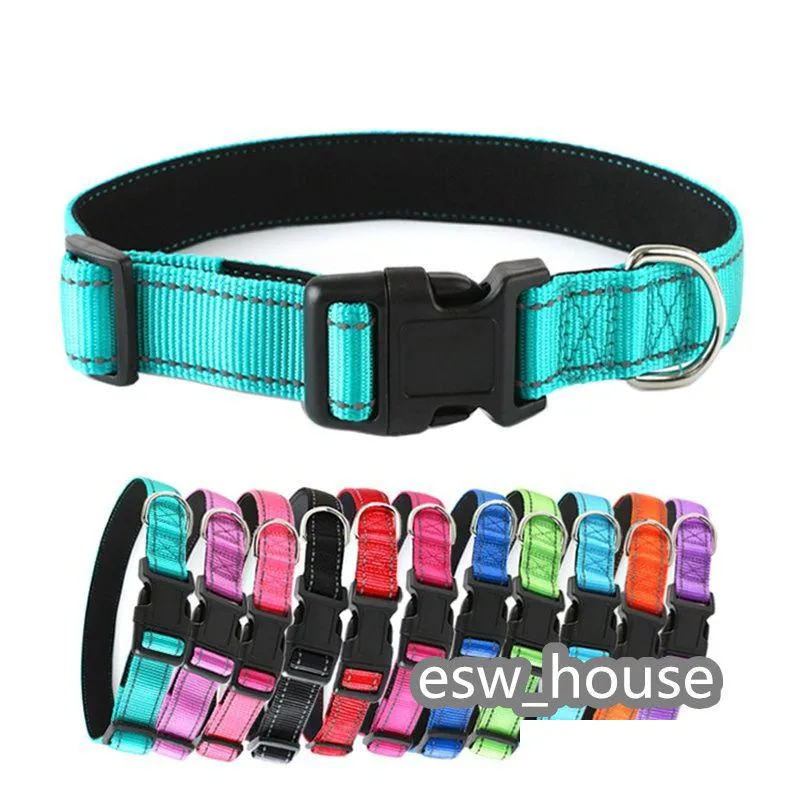 Hundhalsar Leashes Dogs Collar S-XL husdjur med nylon reflekterande siden Safe Walking In Night Drop Delivery Home Garden Pet Supplies Dhlwi