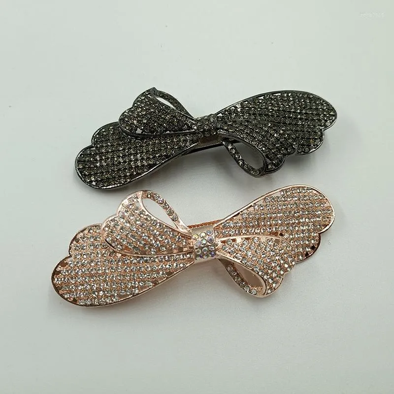 Hair Clips Fashion Full Rhinestone Hairpin Bowknot Spring Clip Women Girls Bridal Jewelry Wedding Barrettes Accessories