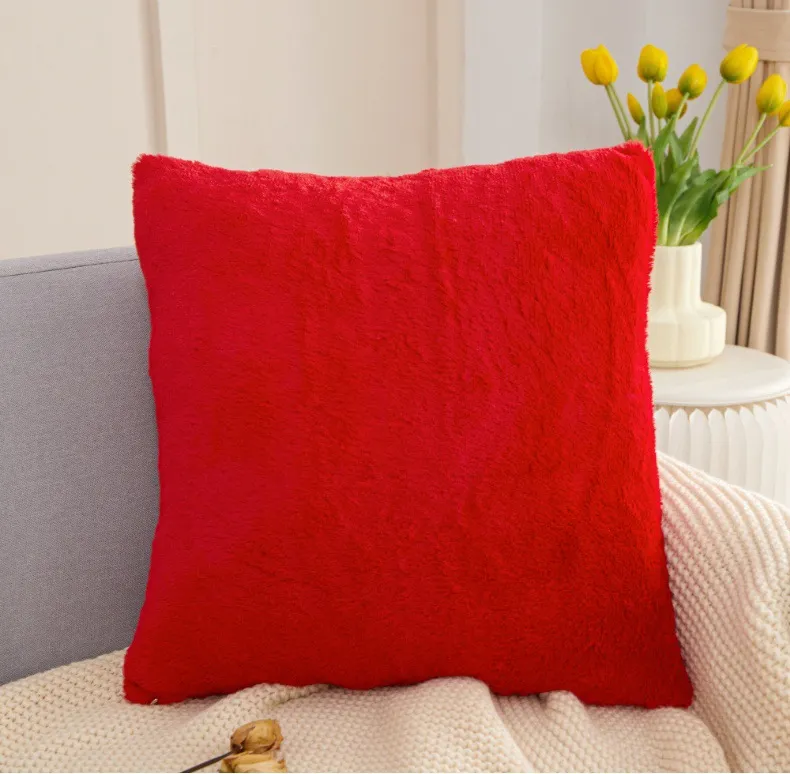 Luxury Sofa Pillow Case Plush Decorative Throw Pillow Cover Seat Fur Square Throw Pillow Cover Cushion Case Protector