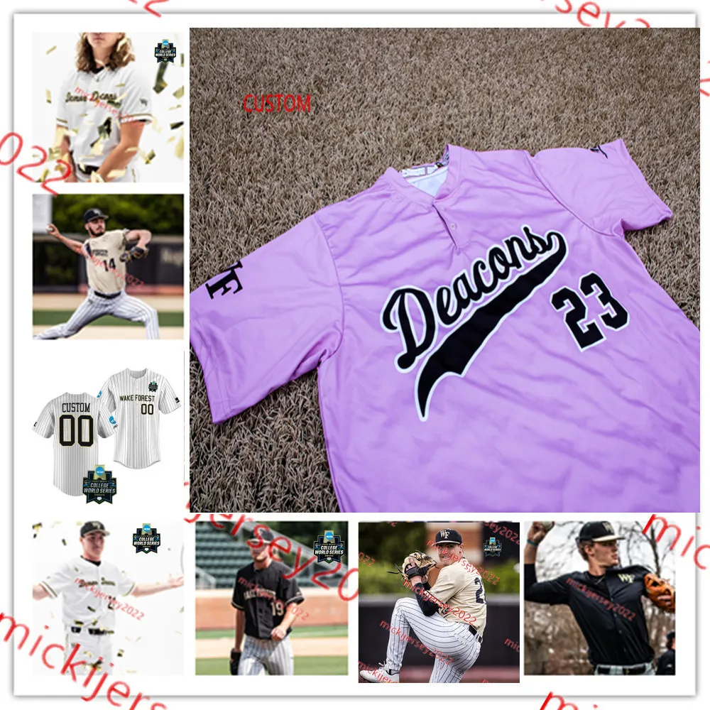 Wake Forest 2023 CWS Demon Deacons Baseball Jersey Custom Stitched Camden Minacci James Broderick Tommy Hawke Danny Corona Pierce Bennett Wake Forest Jerseys Mens