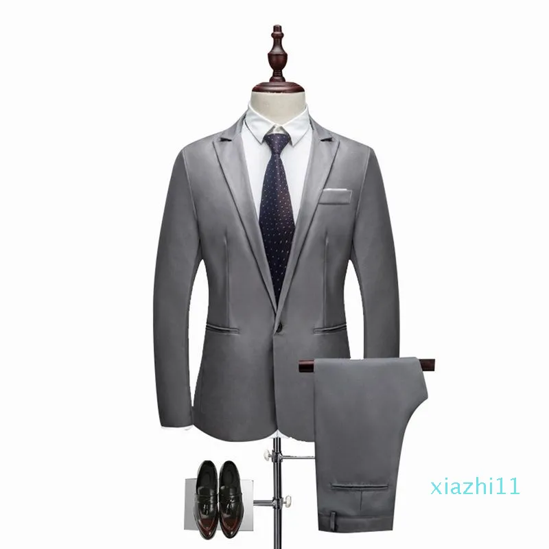 Hommes Costume De Mariage De Mode Solide Couleur Casual Slim Fit 2 Pièces 8 Couleurs Mâle Plus La Taille 5XL