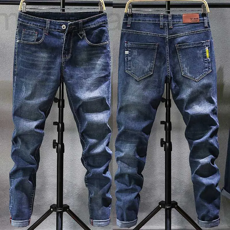 Mannen Jeans designer 2022 Lente en Herfst Nieuwe Mode Merk Slim Fit Veelzijdige Elastische Voeten Mesh Rode Koreaanse lange Broek 0WUV