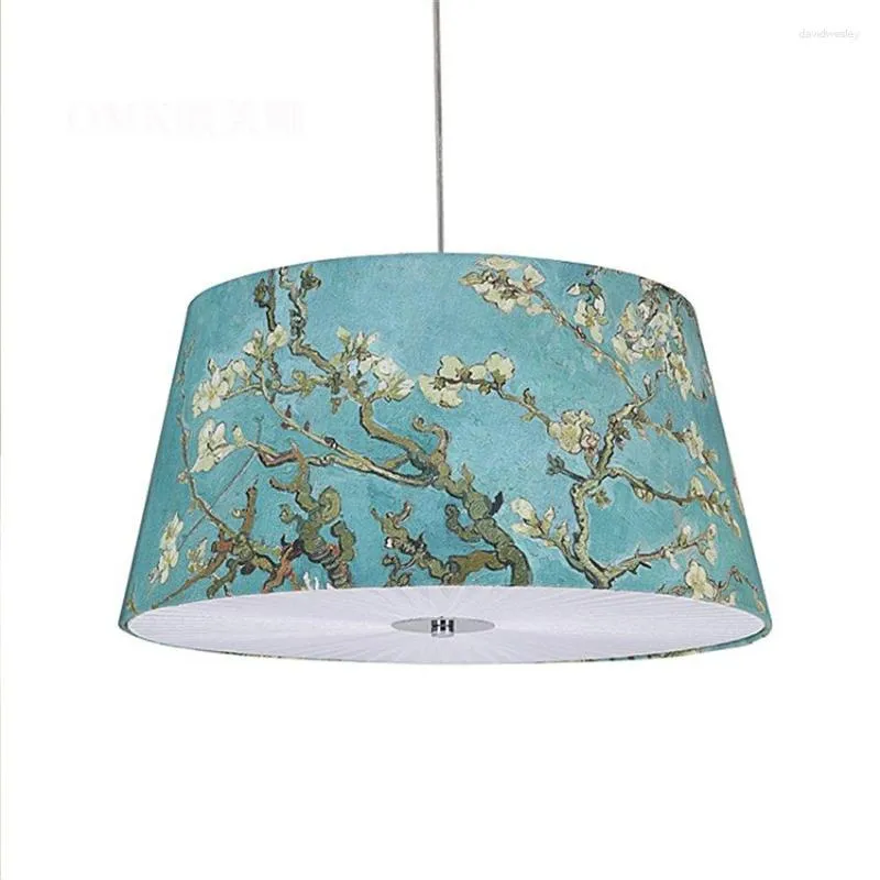Hängslampor American Fabric Blue Flower Branch Lights vardagsrum sovrum lampa mat pastoral stil medelhavs