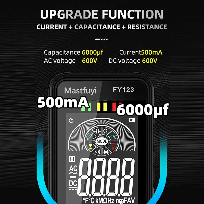 Mastfuyi FY123 Multimeter 6000 Counts 600V AC/DC Voltage Current