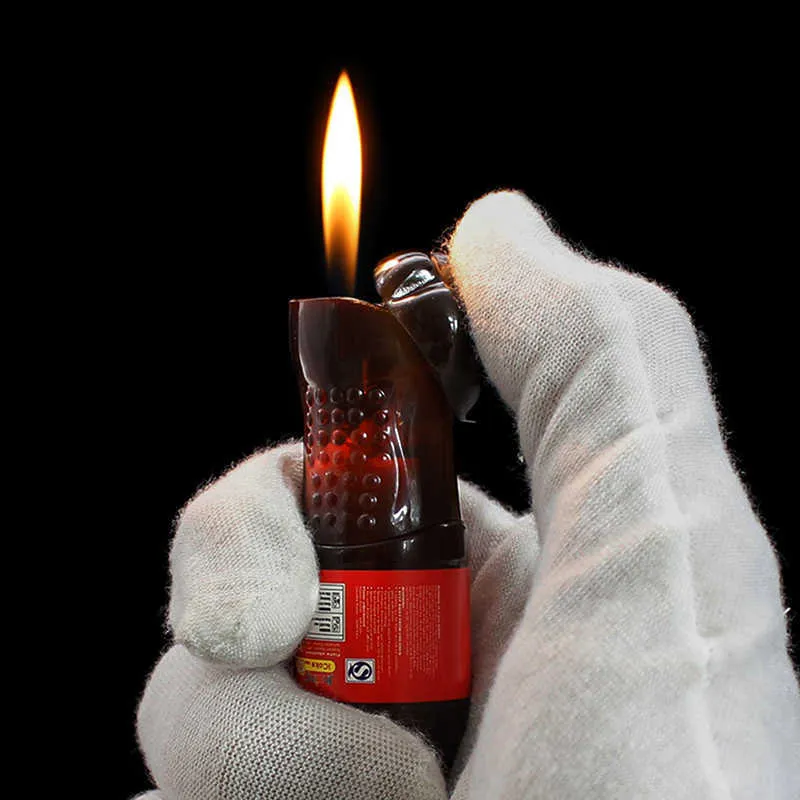 Creative Coke Bottle Torch Lighter Hervulbare butaangas Sigarettenaanstekers Roken Accessoires Perfect cadeau voor mannen WP61 Nee