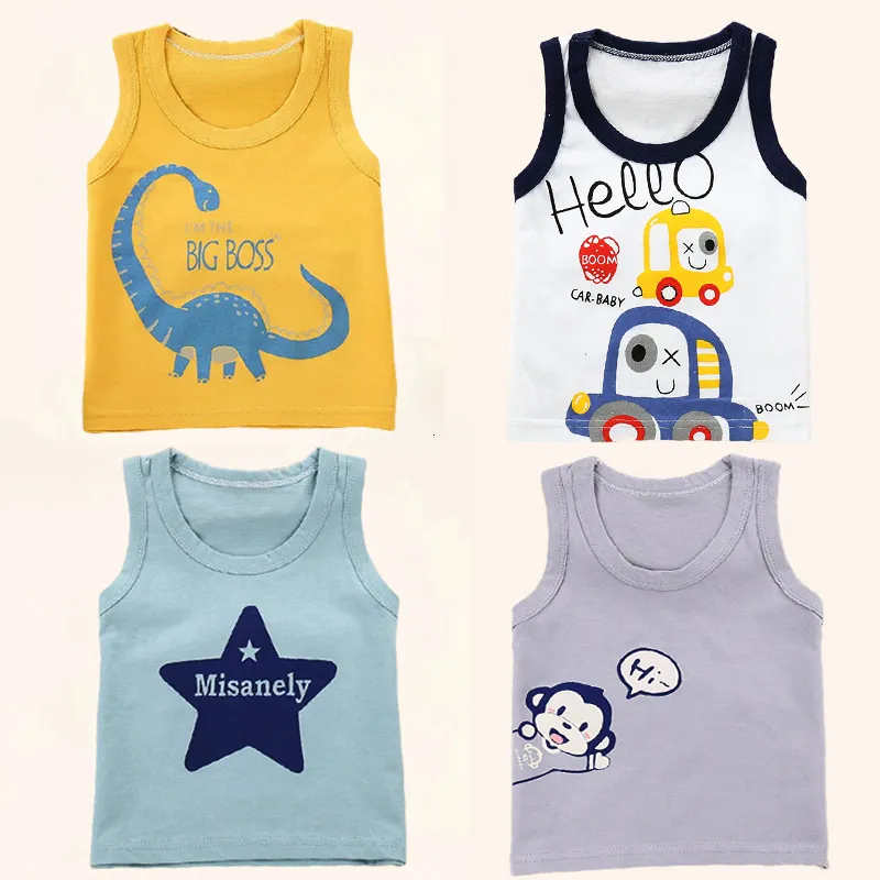 Weste Sommer Kinder Tanktops ärmellose atmungsaktive Baumwollkinder Outfit Cartoon Jungen Mädchen T -Shirt Top für 0 7 Jahre alt 230630