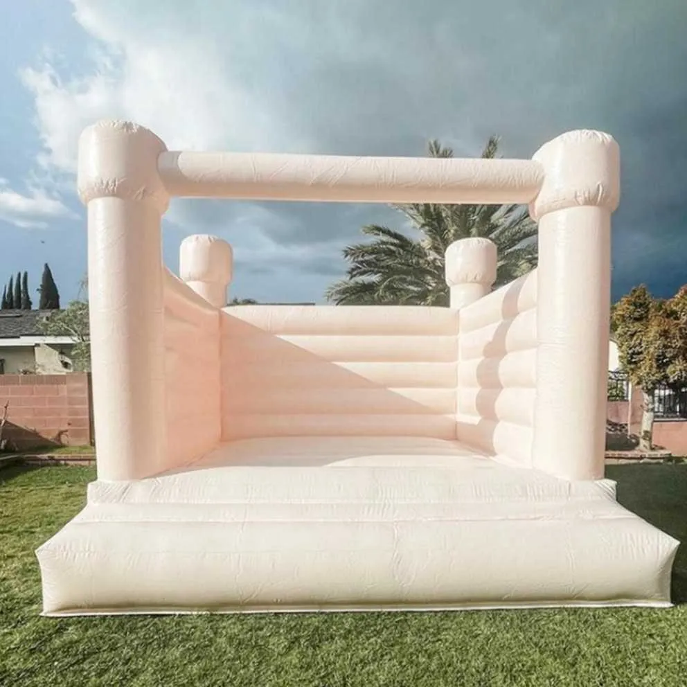 Macaron colorido Bounce House Casamento Inflável Branco Bouncy Castle colorido jumper de PVC completo Casas Bouncer Combo com ventilador Para Crianças Adultos-4