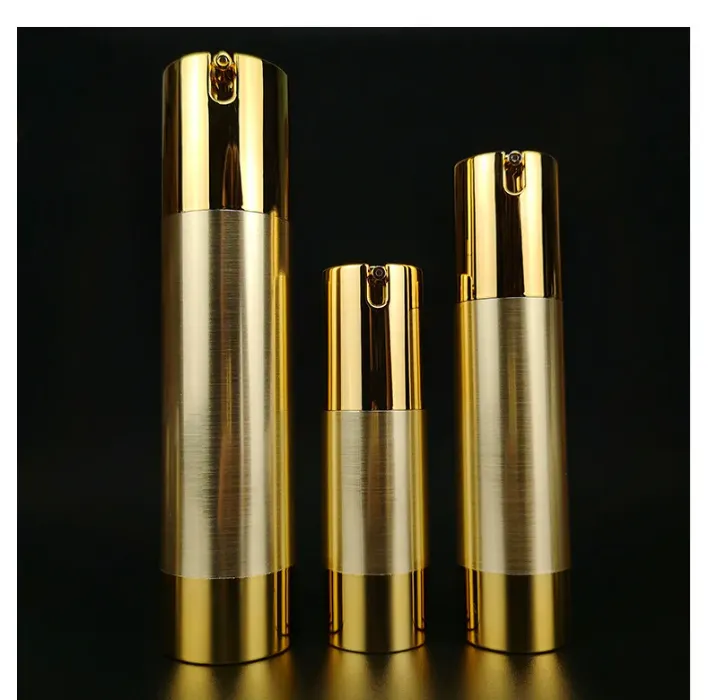 15ml 30ml 50ml 80ml 100ml Airless plastic pump bottle hot stamp gold cream container essential oil sub-bottle