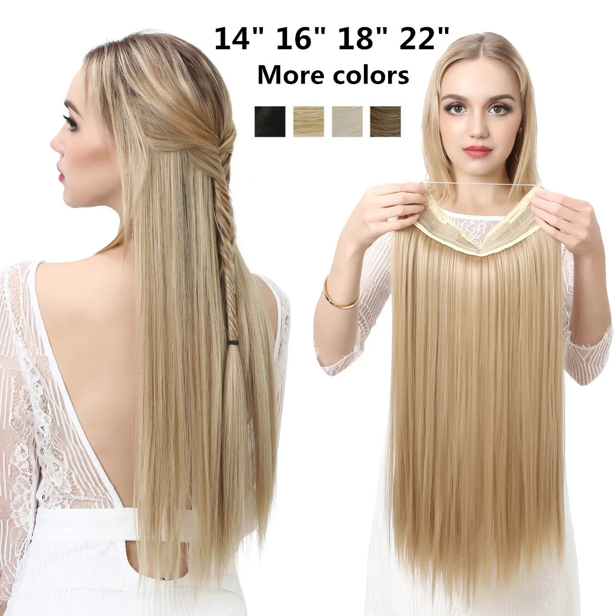 Synthetic Wigs Hair No Clip Natural Piece Ombre Fake False One Straight Hairpiece Blonde For Women 230630