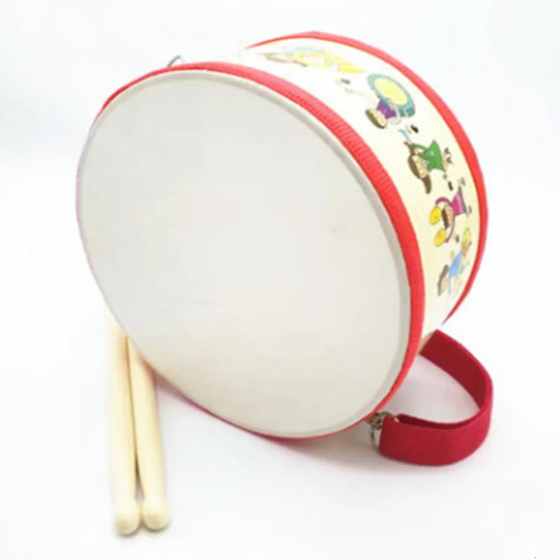 Baby Music Sound Toys Orff Musical Instruments Cartoon Hand Drum Percussion Instrument Portable Wood Double-Sided Tambourine Kids Education Toys 230629