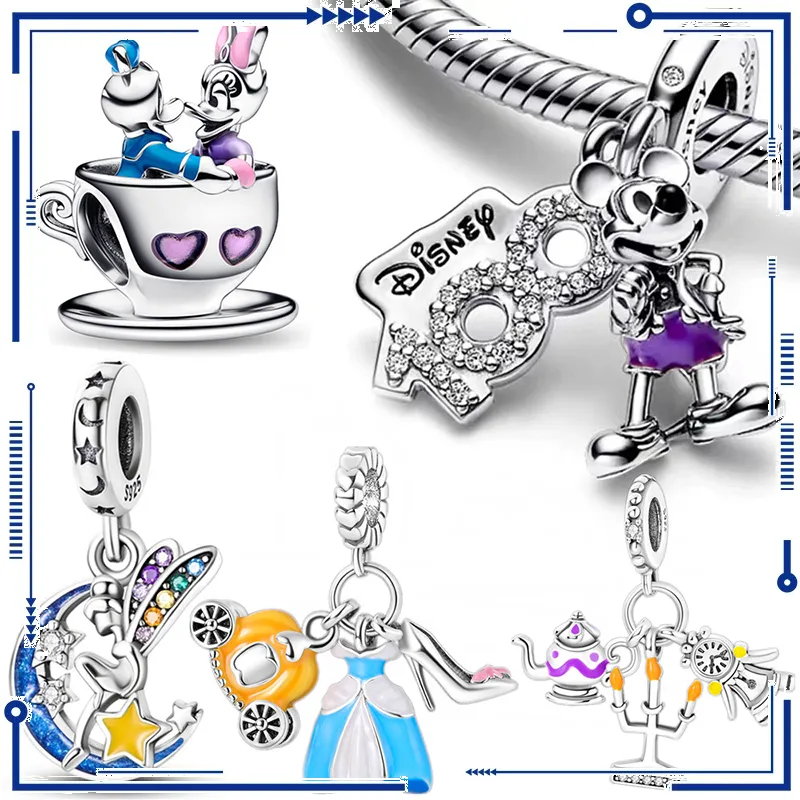 925 Sterling Srebrna Pandora Bransoletka Klasyczna anime postać Tripping Kulki odpowiednie dla kobiet biżuteria Akcesoria Produkcja Bezpłatna dostawa 4