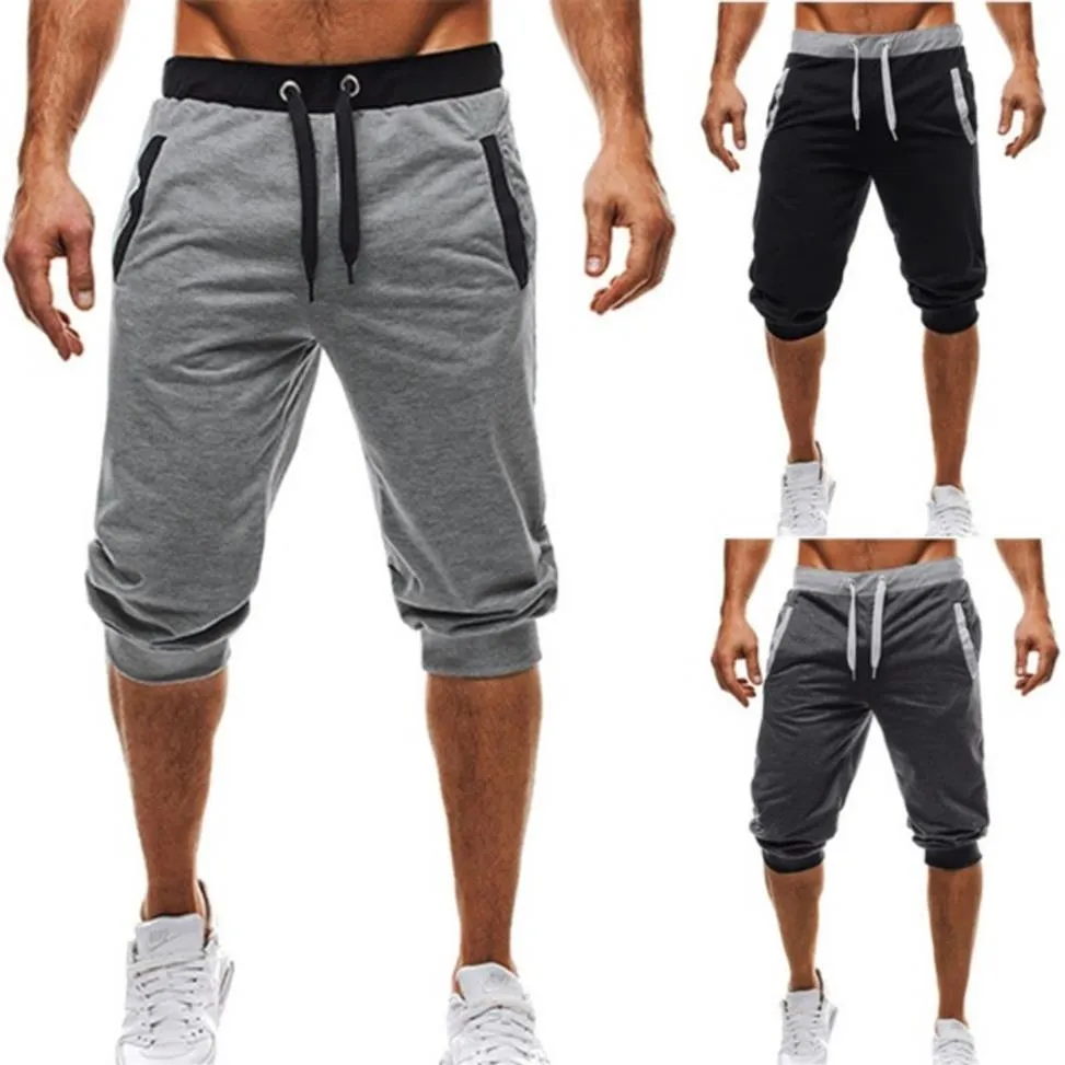 Mannen Cropped Broek Effen Kalf Lengte Broek Katoen Zomer heren Capri Broek Elastische Wasit Toevallige Mannelijke Cropped Broek YZ2714