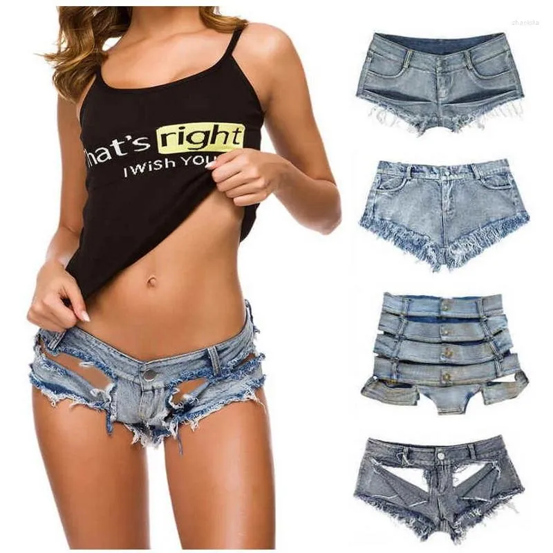 Short Femme Bandage Sexy Stretch Jean Trou Pantalon Jeans Taille Basse Bar Discothèque Femmes Denim Plage 22 Couleurs