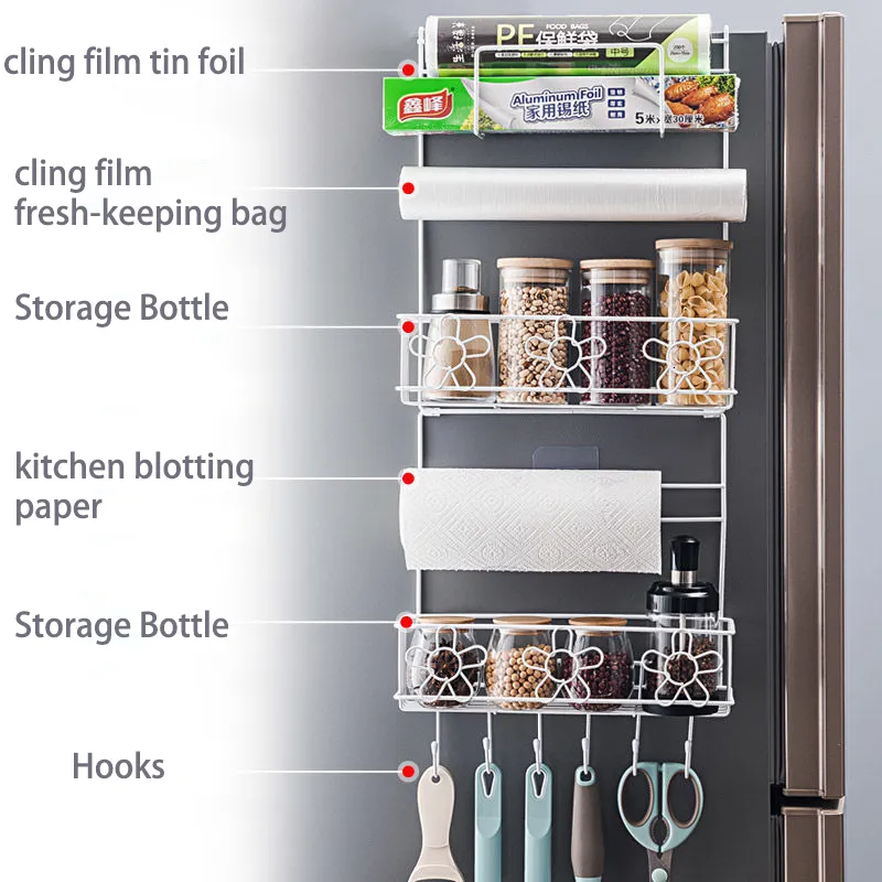Refrigerator Side Shelf Organizer 5 Tier Hanging Wall Shelf Kitchen Spice Organizer Paper Towel Holder Bamboo Material Hook Type Installation For Beverage Storage From Nan0010 11.5 DHgate.Com
