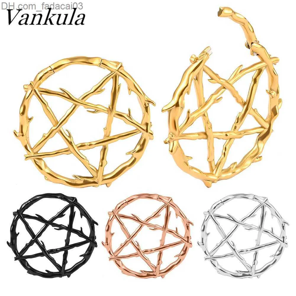 Anelli con bottone a campana per ombelico Anelli con bottone a campana per ombelico Vankula 2PC Fashion Pentagram Wreath Tappi in acciaio inossidabile Indicatori di peso dell'orecchio Tunnel Piercing Z230630