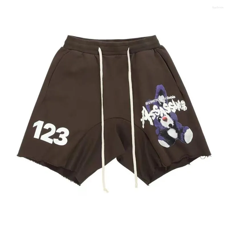 Shorts pour hommes RRR123 lettre imprimé Vintage lavé hommes femmes 1:1 qualité blanc cordon élastique taille culotte basket-ball