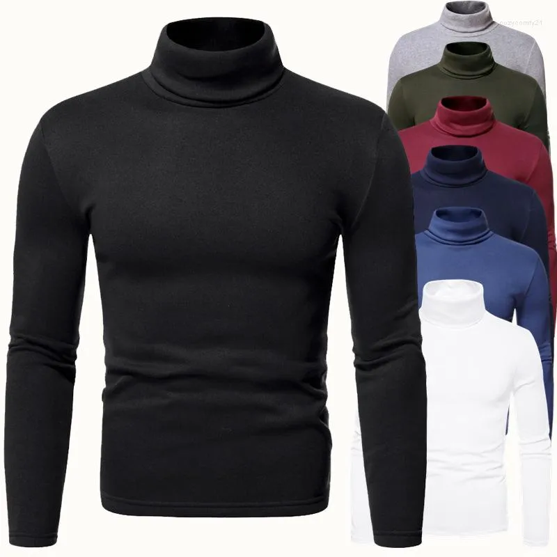 Men's Sweaters 2023 High Neck Wool Lining Sweater Autumn/Winter Solid Color Casual T-shirt Brand Underlay