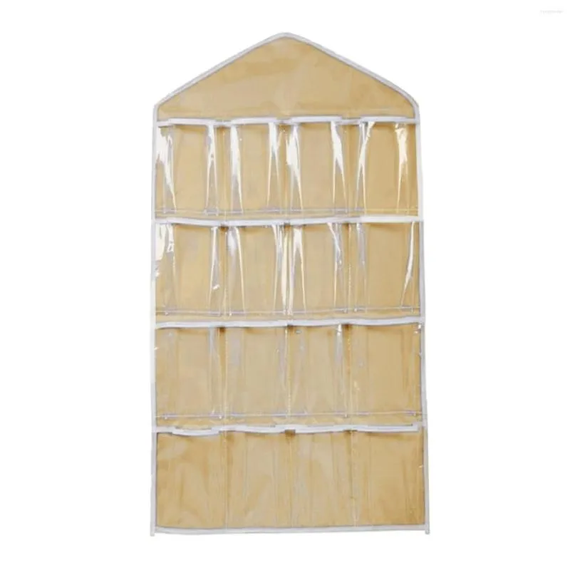 Storage Bags Fashion 76 42cm 16Pockets Clear Hanging Bag Socks Bra Underwear Rack Hanger Organizer Home Accessories