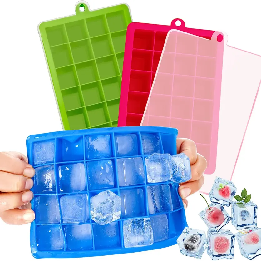 24 Silicone Ice Cube Tray with Lid Ice Cube Mold Food Grade Silicone Whiskey Cocktail Drink Chocolate Ice Cream Maker Party Bar JN30