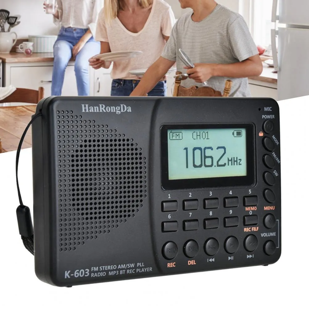 Radio K603 affichage en trois langues carte Fm Portable Radio numérique Bluetooth 5.0 Radio pour ordinateurs portables téléphones mobiles