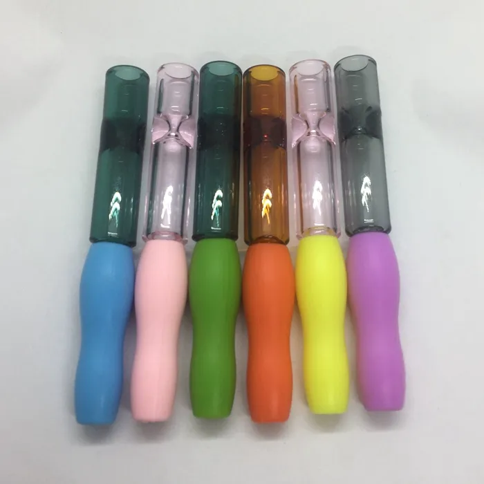 Cool Colorful Silicone Smoking Portable Extraíble Hierba Tabaco Catcher Taster Bat One Hitter Filter Boquilla Punta Cigarette Holder Handpipes Dugout Pipes DHL