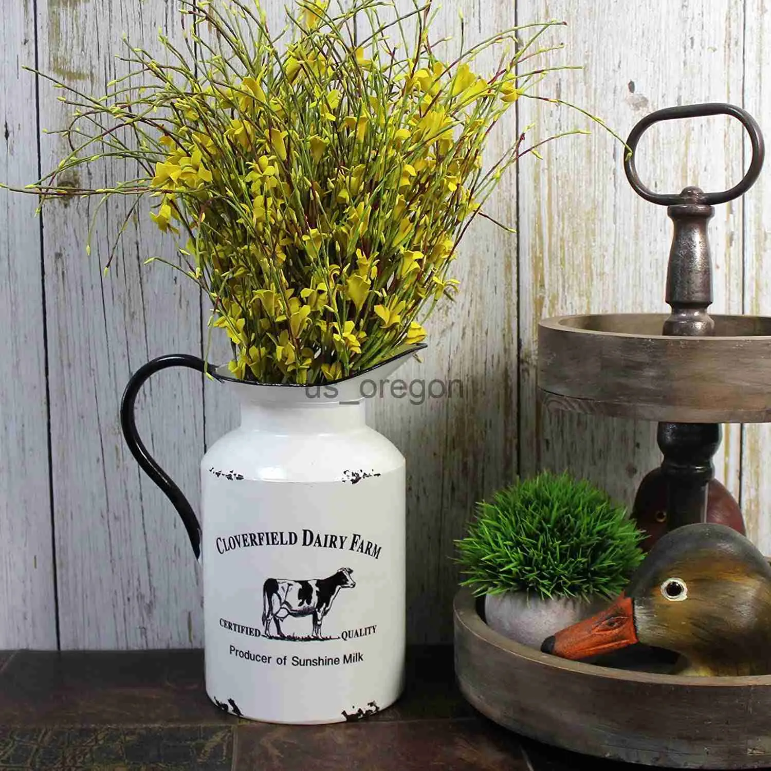 Vase Mini Cruche Métal Rustique Avec Cœur - 12,7x7,6x14,6 Cm - Décoration Maison, Jardin - Style Vintage