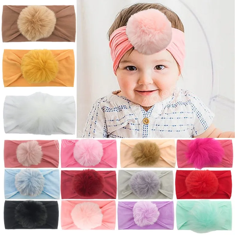 Yenidoğan Yumuşak Rahat Naylon Kafa Bandı Moda Kabarık Top Elastik Hairband Bebek Şapkalar Doğum Günü Hediyeleri Fotoğraf Sahne