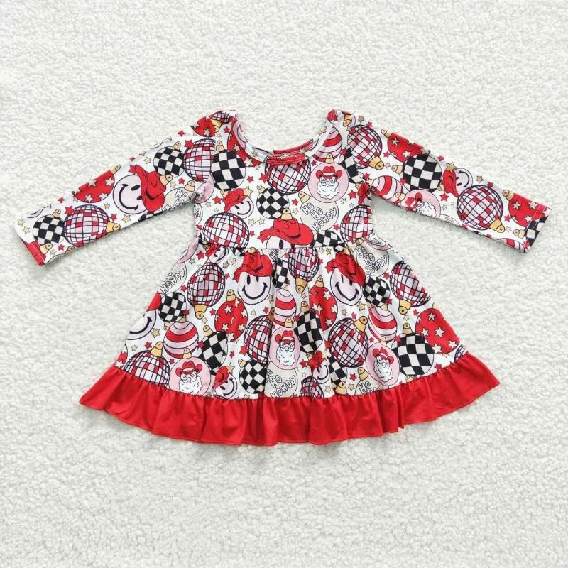 Girl Dresses Wholesale Baby Christmas Santa Dress Long Sleeves Clothing Kid Children Infant Toddler Holiday Western Howdy Red Clothes
