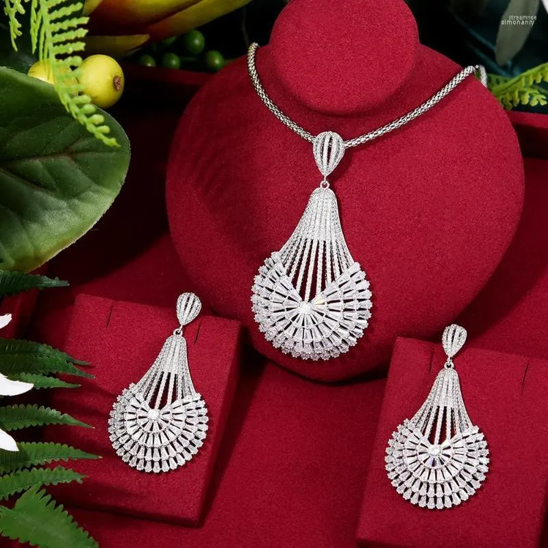 Ketting Oorbellen Set GODKI Big Fashion Luxe Paardebloem Statement Sieraden Voor Vrouwen Wedding Party Volledige Zirkoon Dubai Bridal 2023