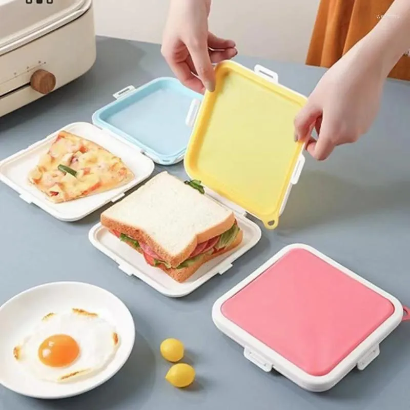 Dinnerware Sets Sandwich Storage Box Silicone Lunch Case Reusable Microwave Container Boxes