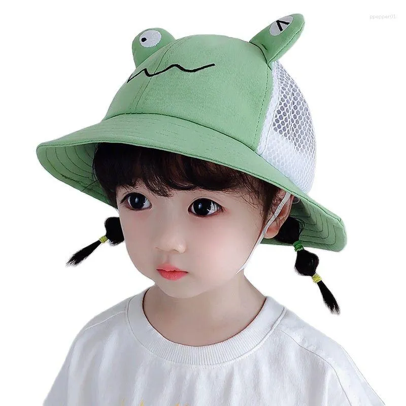 Berretti Doit Cartoon Baby Girl Hat Panama Summer Frog Eye Outdoor Mesh Bucket Toddler Kids Bonnet Boy Fisherman Cap