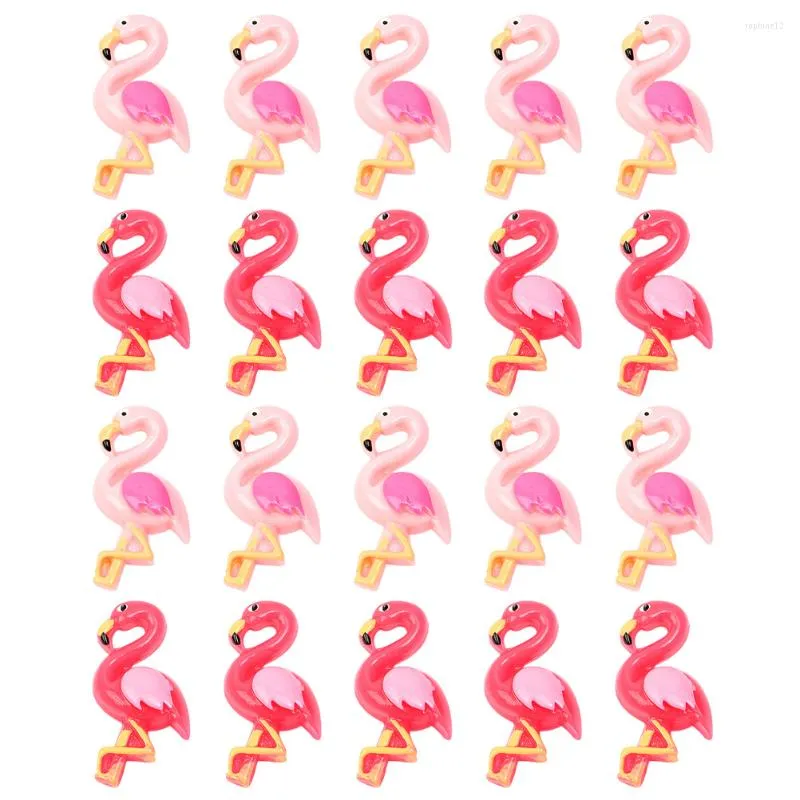 Garrafas de armazenamento 40 peças acessórios para decoração de cabelo Flamingo DIY artesanato decoração chaveiro 3,3 x 2,3 cm capa de telefone encantos concha resina