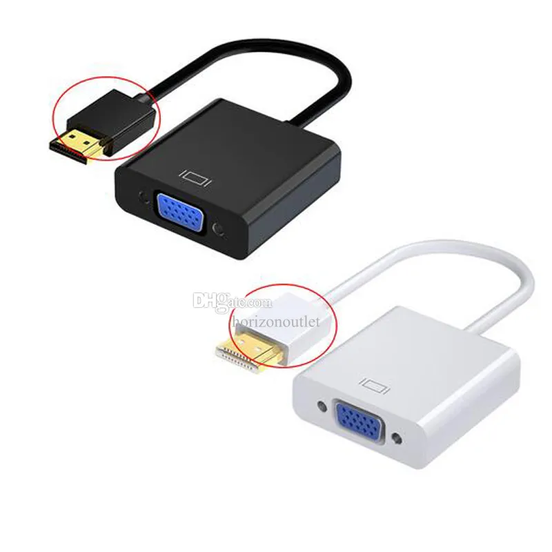 HD 1080p HDMI till VGA -kabelomvandlare HDMI Male till VGA Famale Converter Adapter med 3,5 mm Audio USB strömförsörjning Digital analog för surfplatta Laptop PC TV Box HDTV PS3